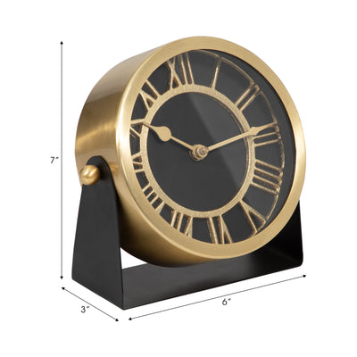 METAL TABLE CLOCK 6.5'' GOLD BLACK