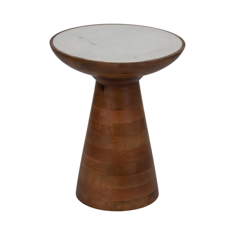 20 Wood Accent Table Marble Top, Natural/white