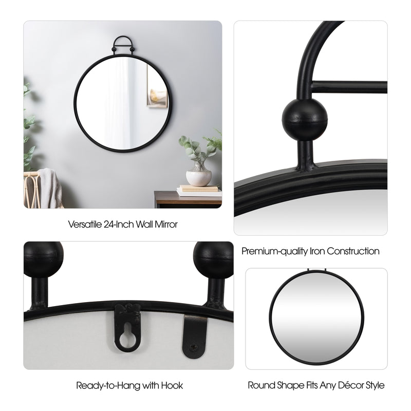 Metal, 24 Mirror Metal Hoop, Black Wb