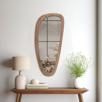 WOOD, 15X36 EGG SHAPED MIRROR, BROWN WB