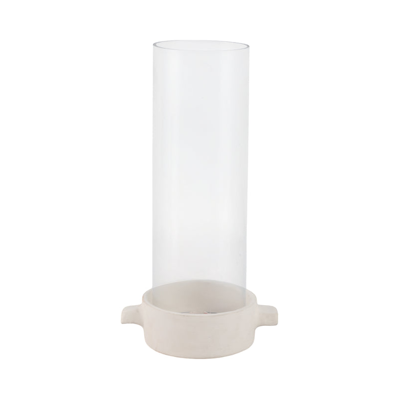 13x7 Terracotta Hurricane Taper Holder, White