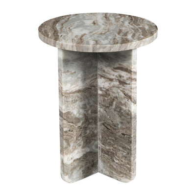 18 BELLISO SMALL ROUNDED MARBLE TABLE, BROWN