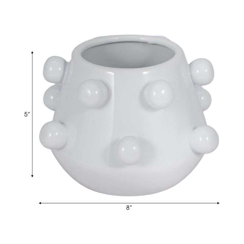 8 Tapered Bubble Planter, White