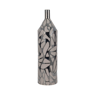 28 Solvay Oversized Tribal Vase, Blk Pearl Metllc