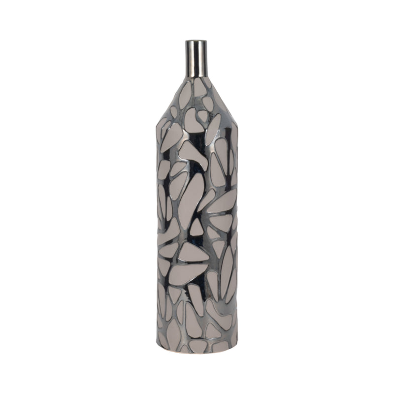 28 Solvay Oversized Tribal Vase, Blk Pearl Metllc