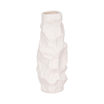 17 Jagged Textured Vase, White