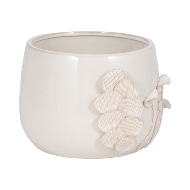 9 Mushroom Applique Planter, Ivory