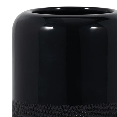 CER, 10H GROOVED VASE, BLACK