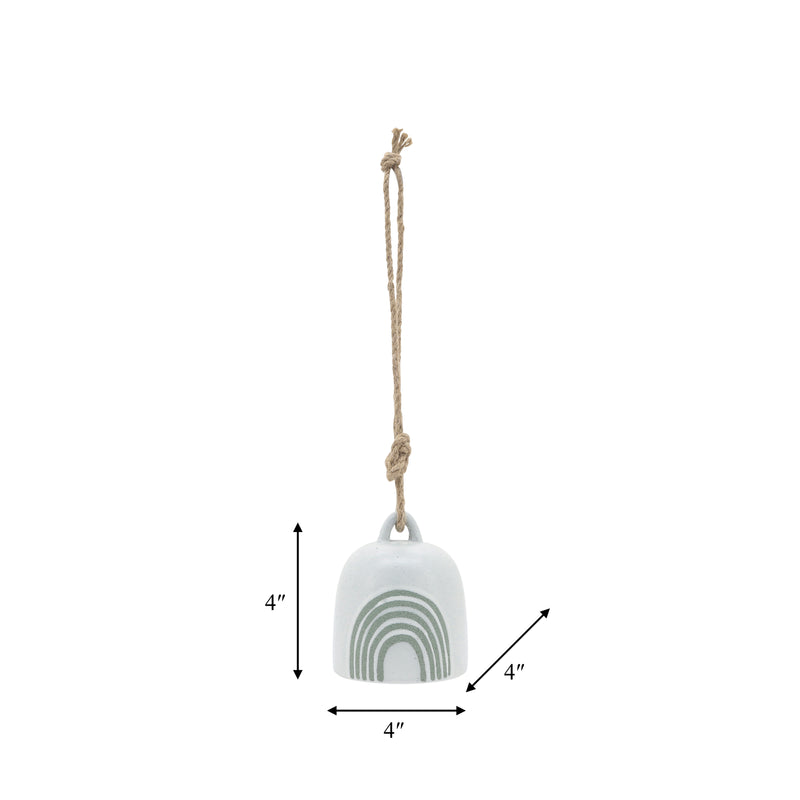 Cer, 4 Hanging Bell Rainbow, White/Green