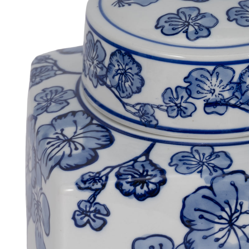 8 Cherry Blossom Chinoiserie Jar, Blue/white