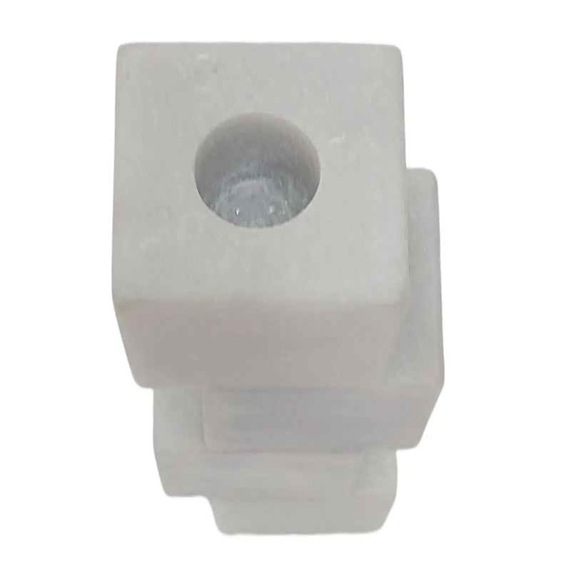 8x3 Stacked Cube Marble Taper Holder, White