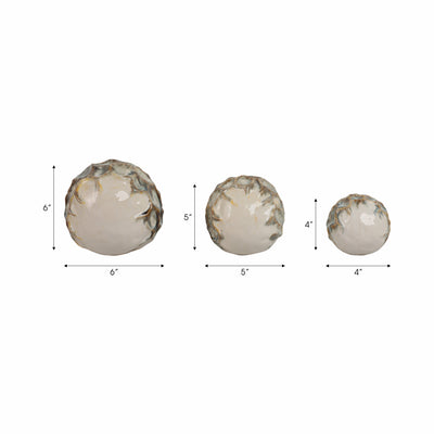 S/3 4/5/6 Decorah Cer Deco Balls - Set Of 3