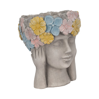 11 Face Planter With Flower Crown, Grey/multi