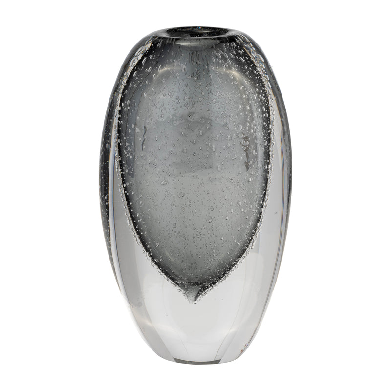 GLASS, 9H ELLIPSE VASE, SMOKE