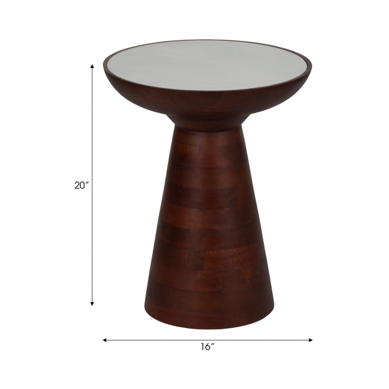 20 Wood Accent Table Marble Top, Walnut/white