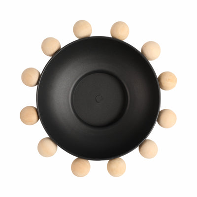 13 Bowl With Large Wooden Knobs, Black