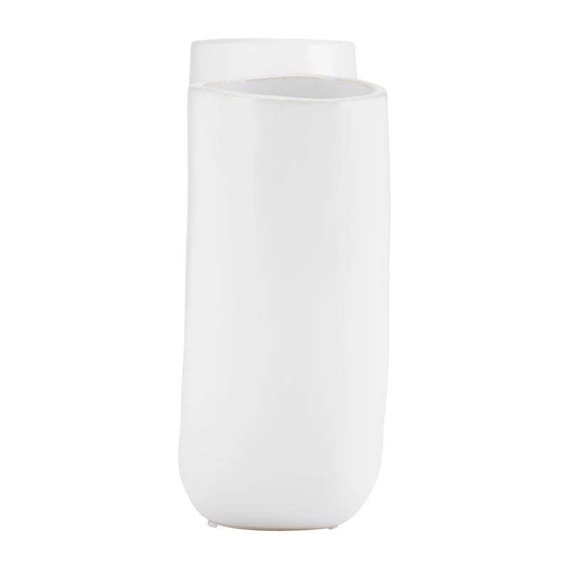 CER, 12L HALF CIRCLE VASE, WHITE