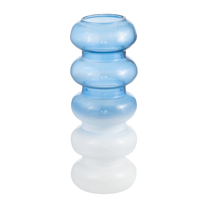 GLASS, 17H ACCORDION VASE, BLUE