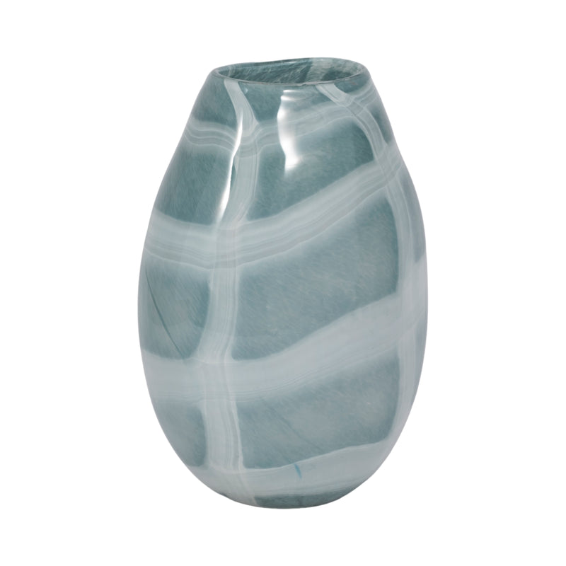 12 Slim Swirled Vase, Blue/white