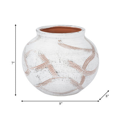 CER, 8 ROUND GLOBAL VASE, WHITE