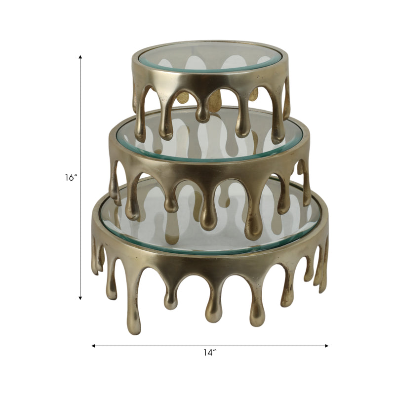 S/3 9/12/14 Nevis Glass And Aluminum Risers