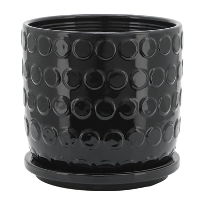 S/2 5/6 BUBBLE PLANTER W. SAUCER, BLACK