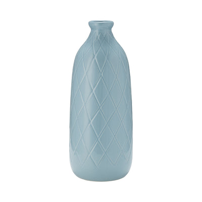 CER, 16 PLAID TEXTURED VASE, CAMEO BLUE