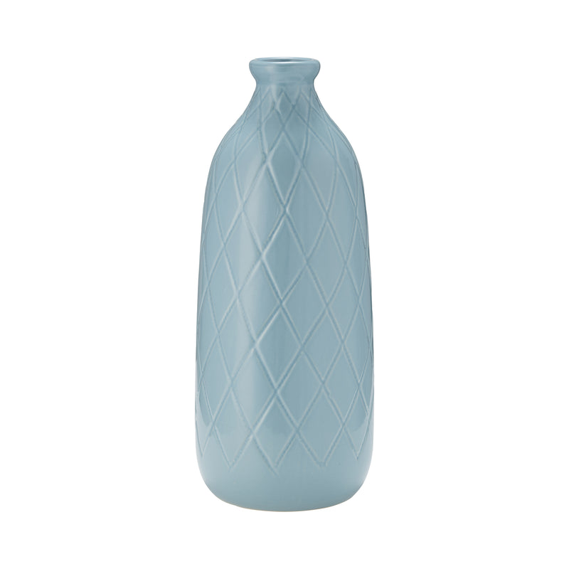 CER, 16 PLAID TEXTURED VASE, CAMEO BLUE