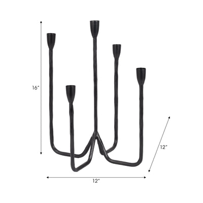 16 Forged 5-taper Candle Holder, Black