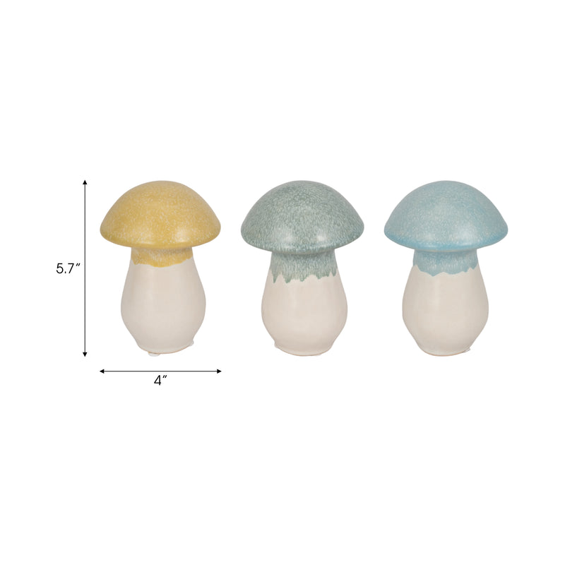 S/3,  5 Colorful Top Mushrooms, Multi