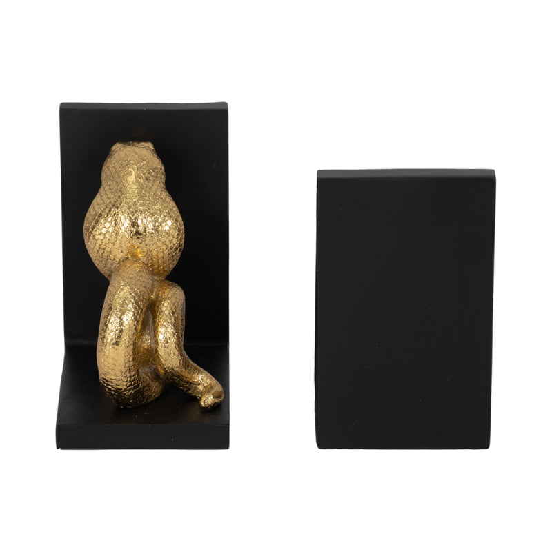 6 Snake Bookends, Gold/black