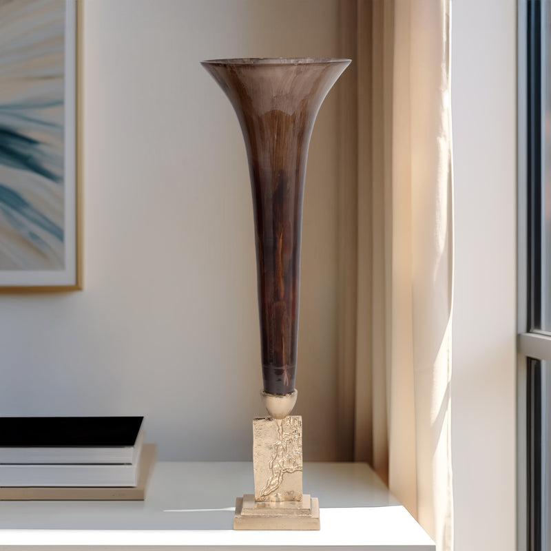 GLASS, 32 TRUMPET VASE, BRONZE