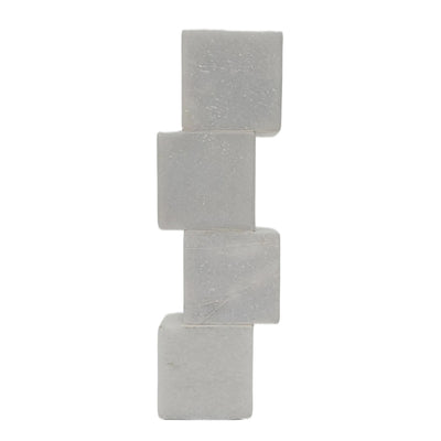 8x3 Stacked Cube Marble Taper Holder, White