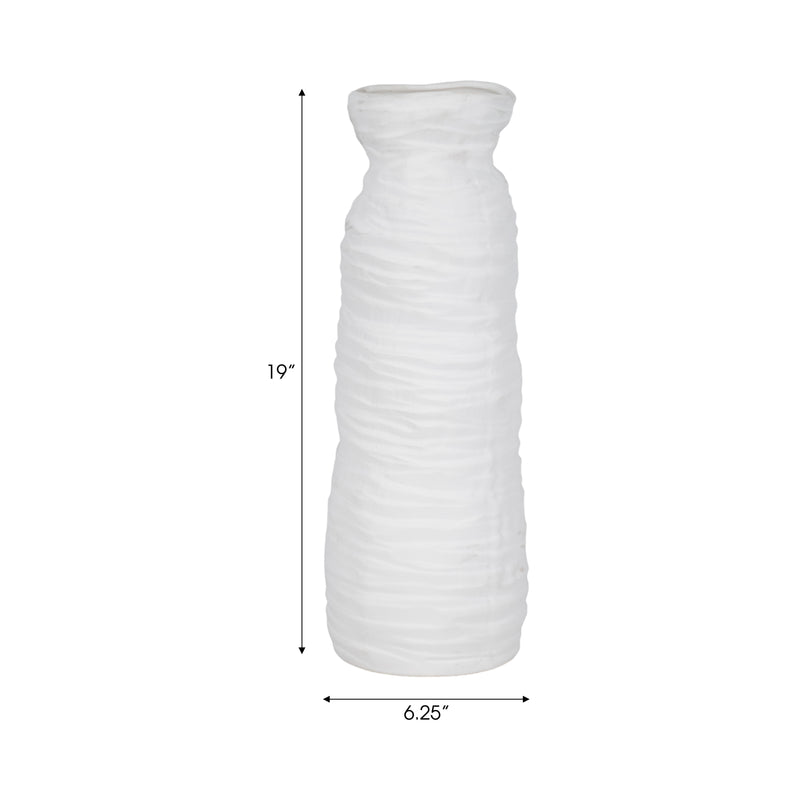 19 Horizontal Ribbed Matte Vase, Ivory