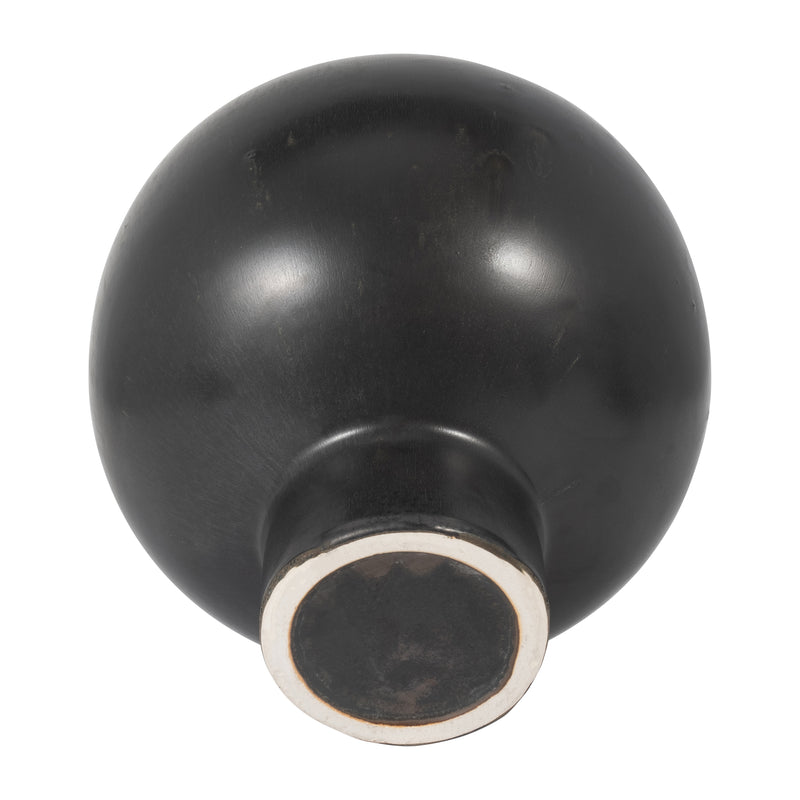 CER, 11H BUBBLE VASE, BLACK VOLCANIC