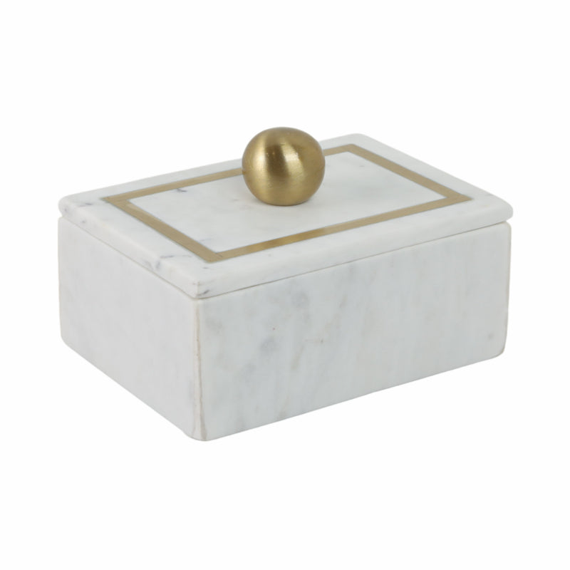 Marble, 7X5 Rectangular Box - Knob, White