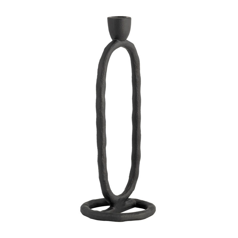 METAL, 11 OPEN OVAL TAPER CANDLEHOLDER, BLACK