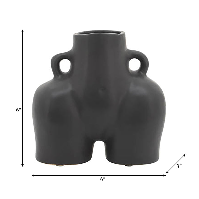 CER, 6 HALF BODY VASE, BLACK