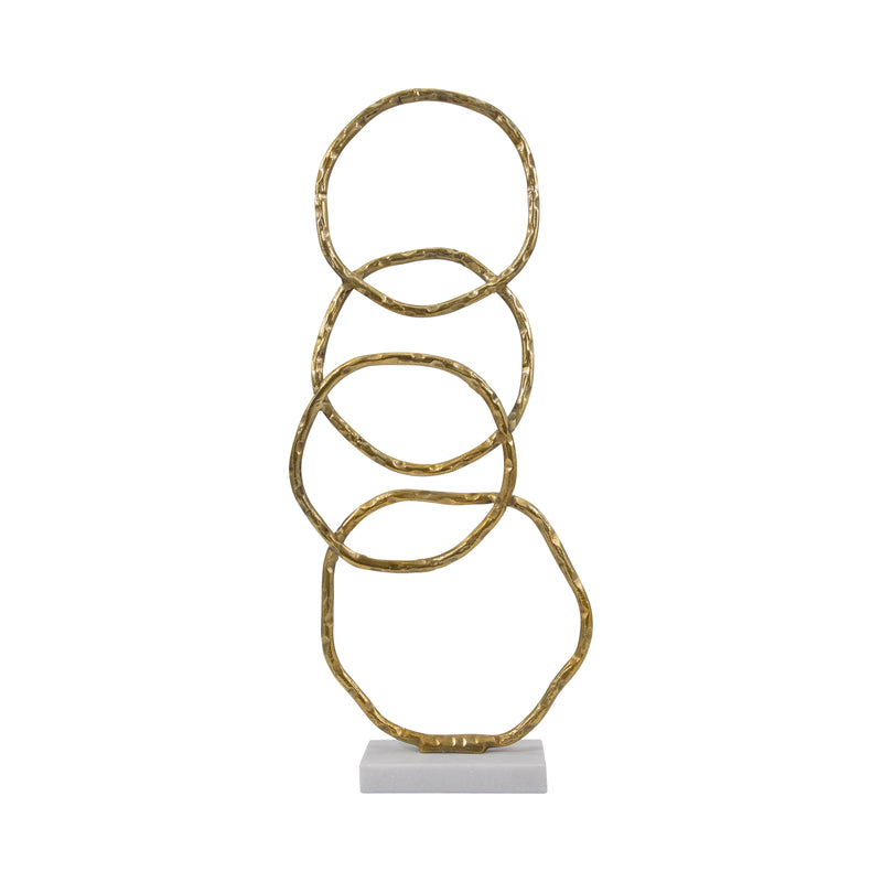 Metal, 31 Multiple Ring With Marble Base, Gold