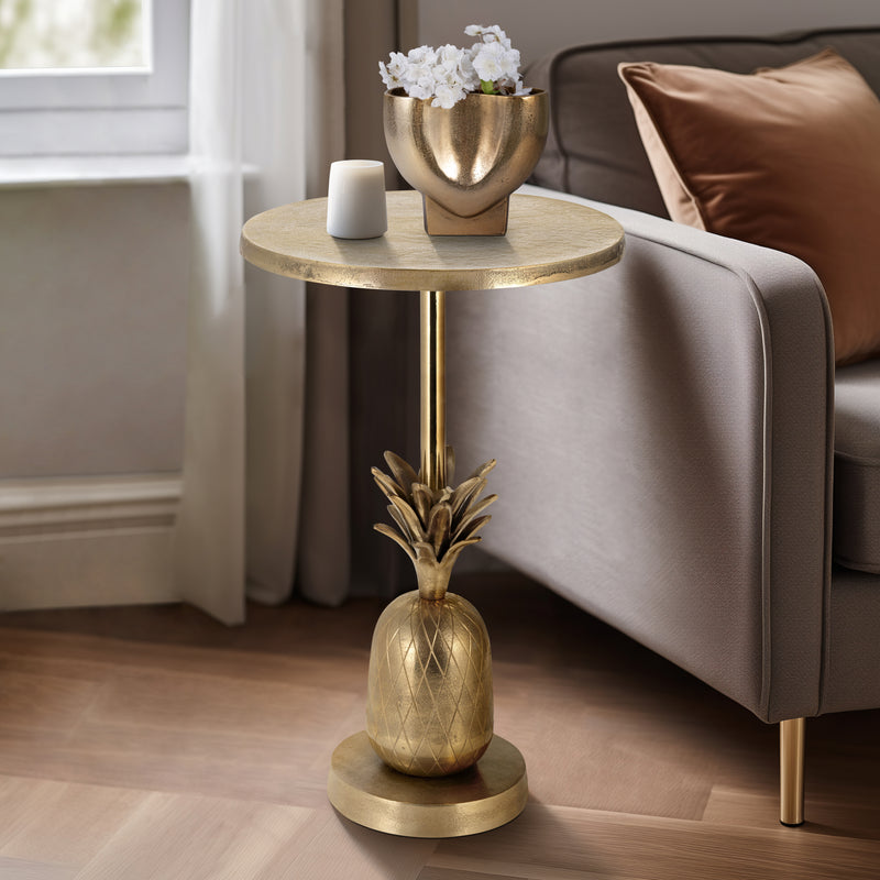 METAL, 15D/24H, GOLD PINEAPPLE SIDE TABLE, KD