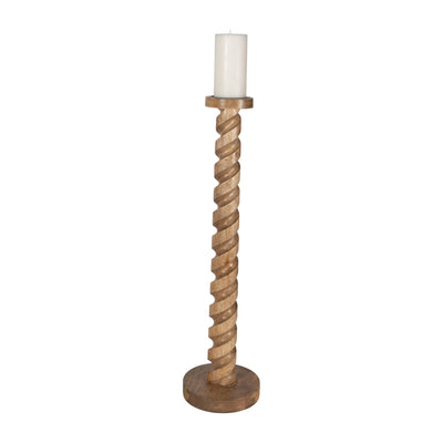 WOOD, 30 SPIRAL FLOOR PILLAR CANDLEHOLDER, NATURA