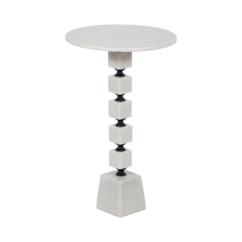 24 Stacked Marble Accent Table, White Kd