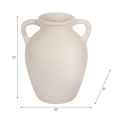 12 Vase With Handles, Paper Mache, Ivory