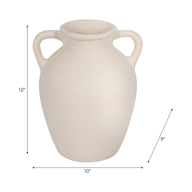 12 Vase With Handles, Paper Mache, Ivory