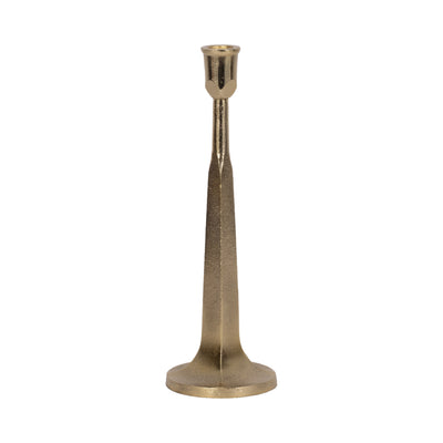 METAL, 12 SQUARED OFF TAPER CANDLEHOLDER, GOLD