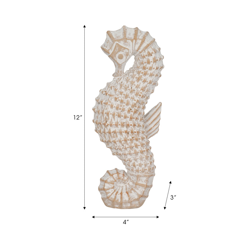 12 Resin Wicker Seahorse, White