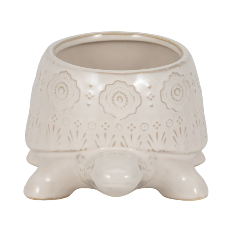 7 Turtle Planter, White