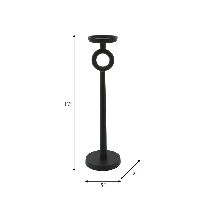 17H METAL CANDLE HOLDER, BLACK