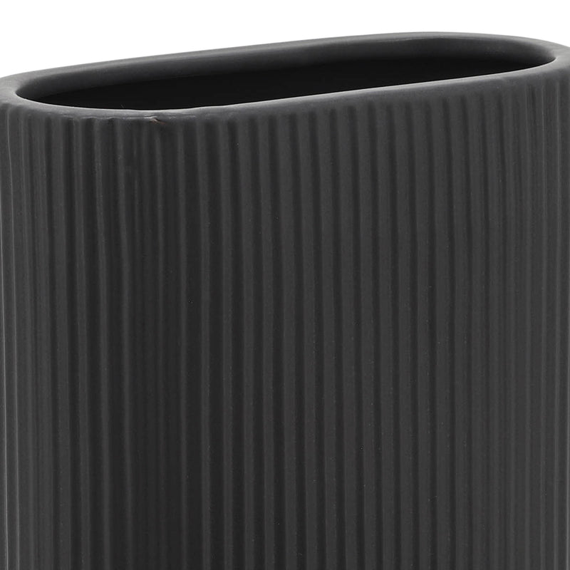 CER, 8H RIDGED VASE, BLACK