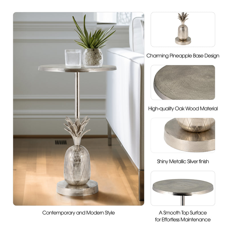 METAL, 15D/24H, SILVER PINEAPPLE SIDE TABLE, KD